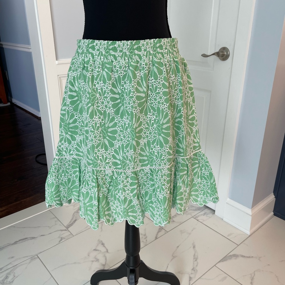 LOFT Green Tiered A-Line Skirt Resort Wear